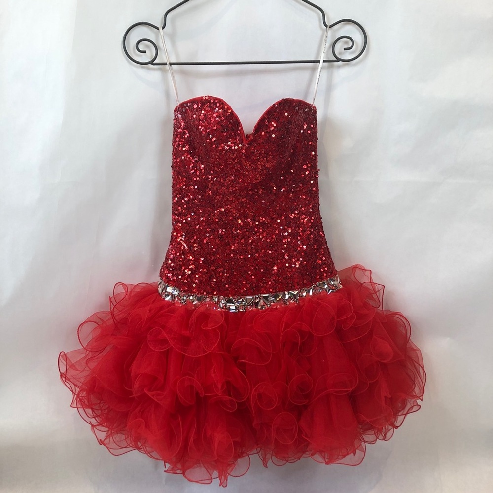 Sherri Hill Red Cocktail Dress Size 4